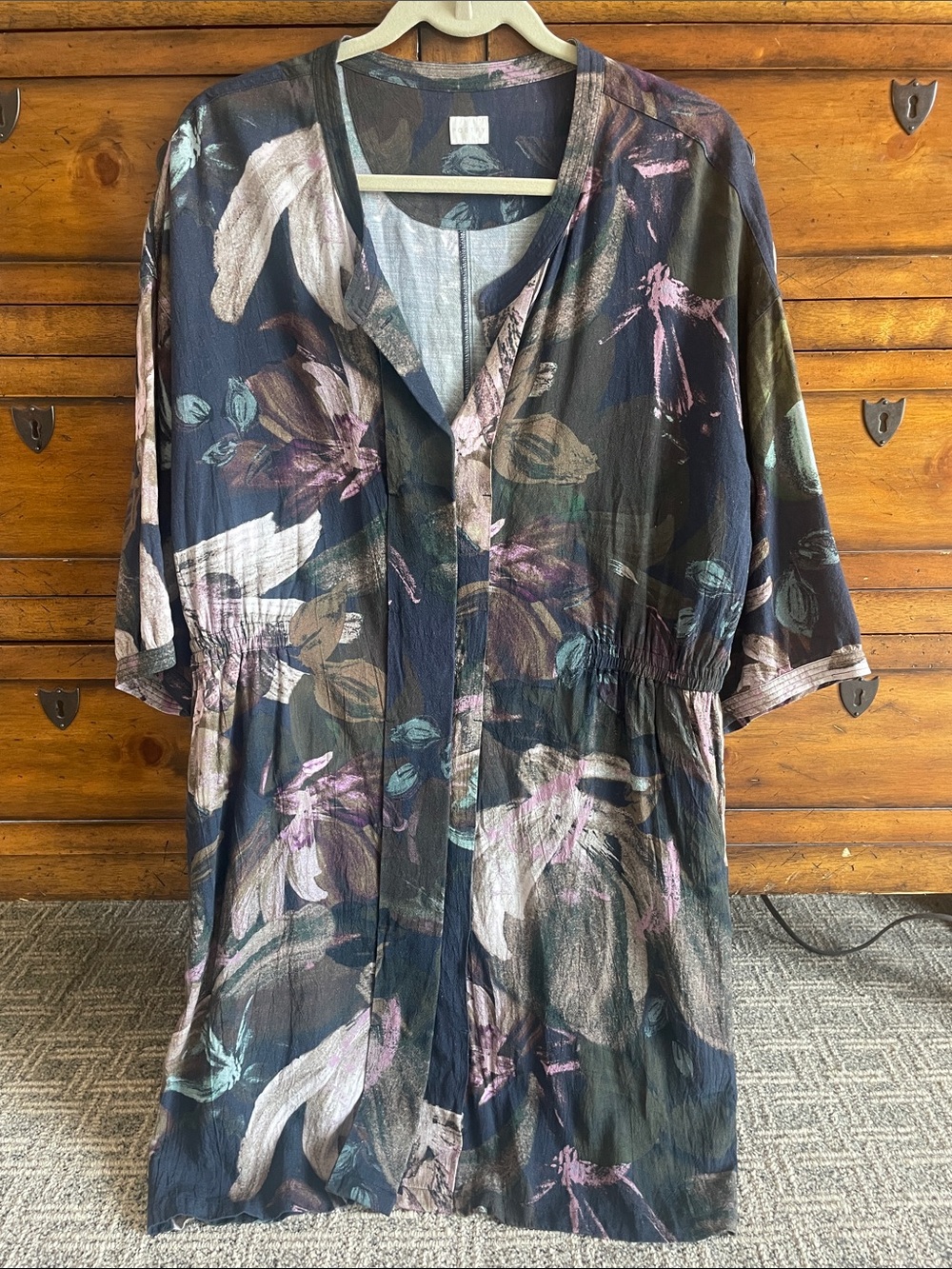 Poetry Painterly Tencel/Linen Tunic - Black, Purple, Teal, Cream